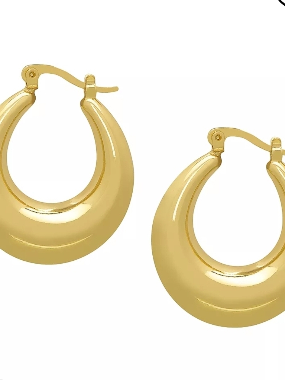 Gold Crescent Hoop Earrings - Women Jewelry